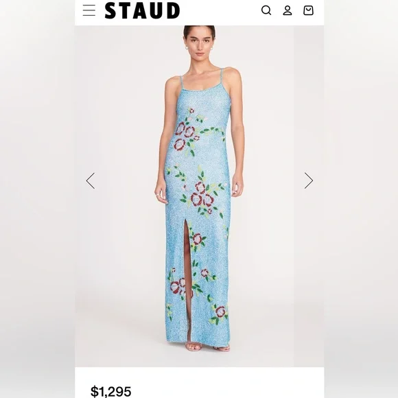 Sparkly blue STAUD black tie dress